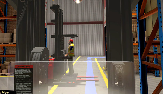 simulador de realidad virtual raymond, simulador de montacargas